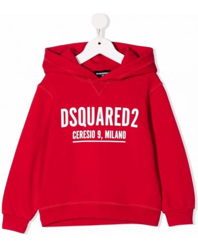 Trykt bomull hettegenser for jenter Dsquared2 Kids rød