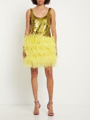Mini šaty z peří Valentino žluté