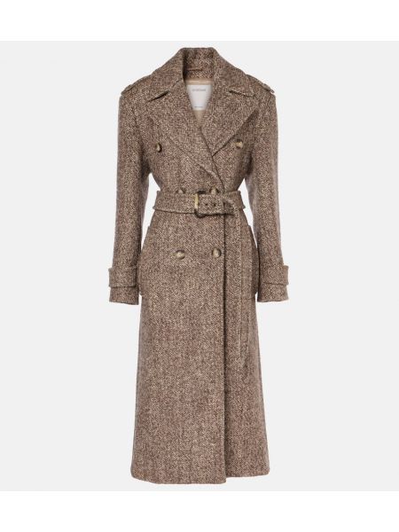 Tweed ull lång kappa Sportmax beige