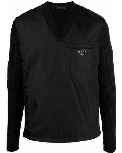 Jersey con escote v de tela jersey Prada negro