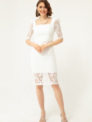 Βραδινό φόρεμα με δαντέλα Lafaba λευκό