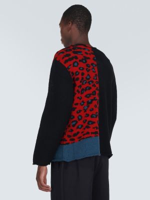 Maglione di lana con stampa leopardato Undercover rosso
