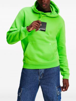 Raštuotas medvilninis džemperis su gobtuvu Karl Lagerfeld Jeans žalia