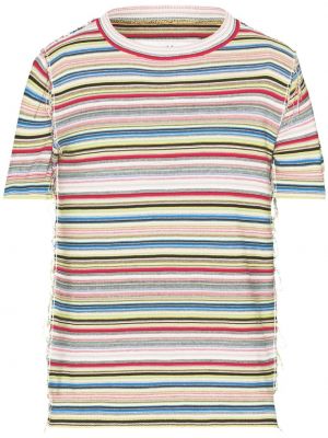 T-shirt à rayures en tricot Maison Margiela rose