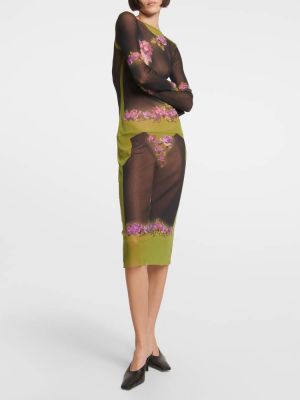 Платье миди в цветочек с принтом Jean Paul Gaultier