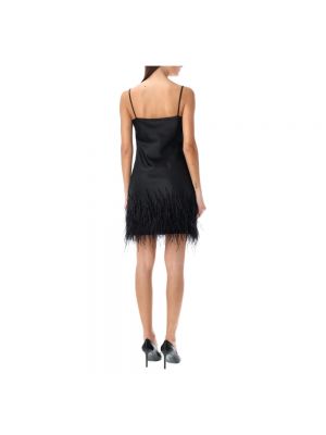 Mini vestido de raso con plumas de plumas Ralph Lauren negro