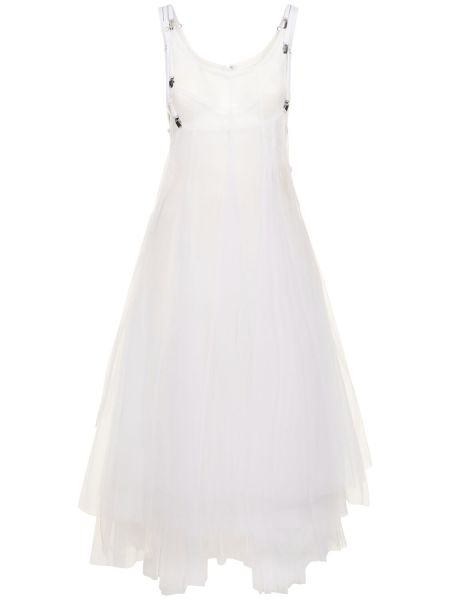 Памучна найлонова мини рокля от тюл Noir Kei Ninomiya бяло