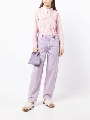 Jeansjacke mit print mit paisleymuster Ganni pink