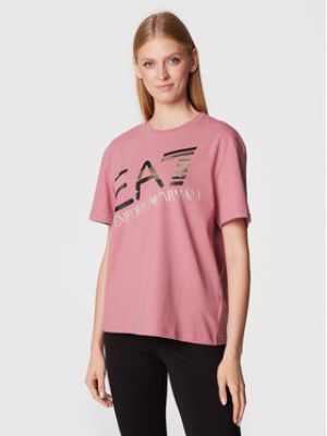 Voľné priliehavé tričko Ea7 Emporio Armani ružová