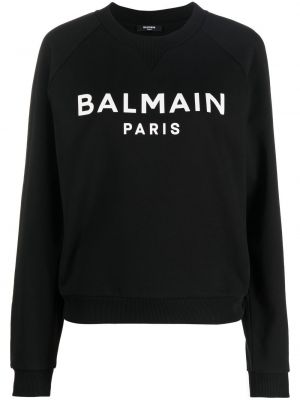 Trykt bomull sweatshirt Balmain svart