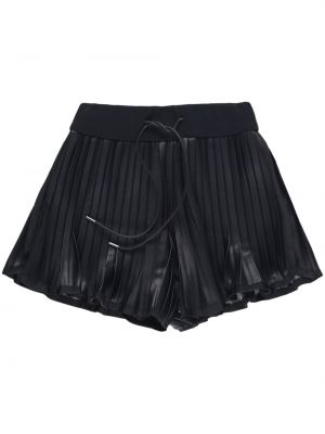 Leder shorts mit plisseefalten Sacai schwarz
