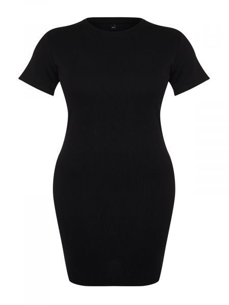 Dzianinowa sukienka mini dopasowana Trendyol czarna