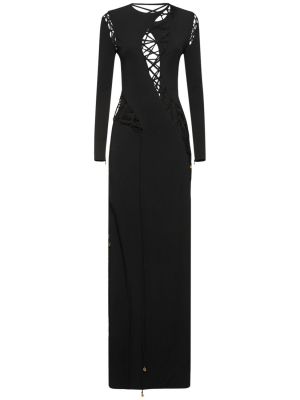 Viskózové dlouhé šaty jersey Dundas černé