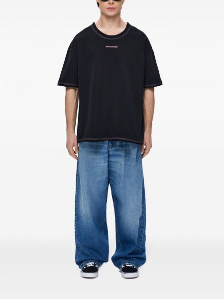 Jednobarevné bavlněné tričko s potiskem Monochrome černé