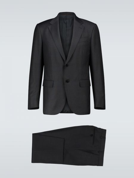 Kostkovaný slim fit oblek Zegna šedý