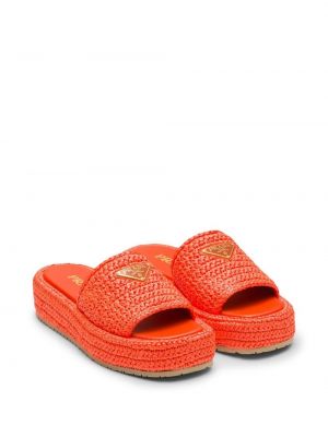 Sandales à plateforme tressées Prada orange