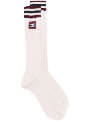 Bavlněné ponožky Miu Miu béžové