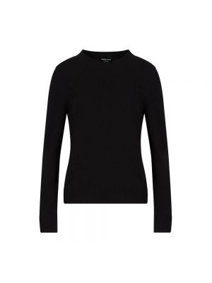 Czarny sweter z okrągłym dekoltem Giorgio Armani