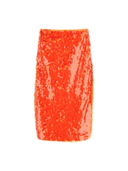 Spódnica midi z cekinami z siateczką Rotate Birger Christensen pomarańczowa
