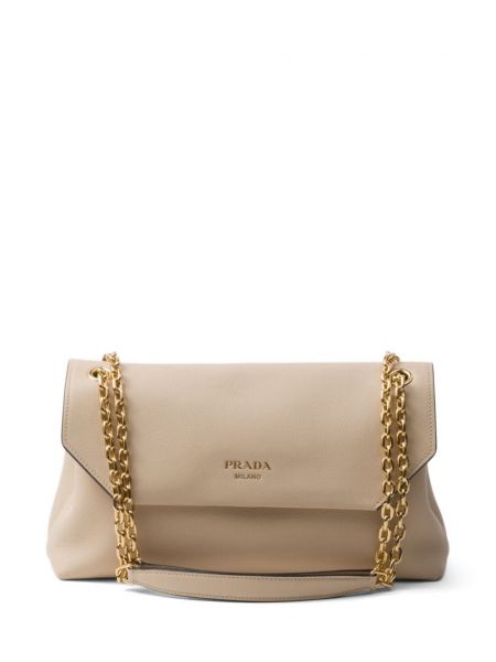 Leder kette taschen Prada beige