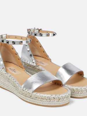 Sandale din piele Valentino Garavani argintiu