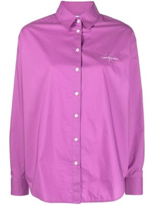 Rifľová košeľa Calvin Klein Jeans - fialový