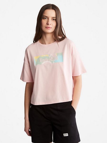 Розовая хлопковая футболка Timberland