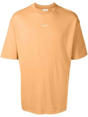 Памучна тениска с принт Drôle De Monsieur оранжево