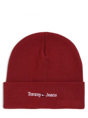 Czerwona dzianinowa czapka Tommy Jeans