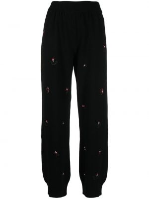 Pantaloni din cașmir cu model floral Barrie negru
