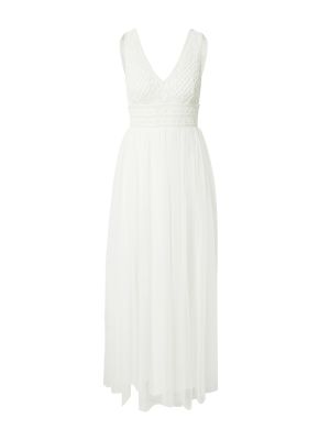 Вечерна рокля с мъниста с дантела Lace & Beads бяло