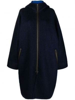 Vlněný kabát s kapucí Sofie D'hoore modrý