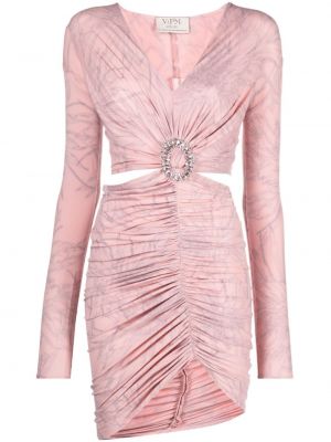 Коктейлна рокля с кристали V:pm Atelier розово