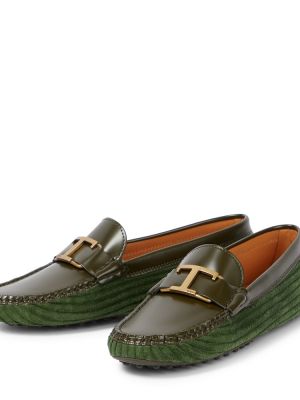Pantofi loafer din piele de catifea Tod's verde