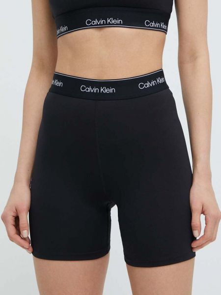 Kraťasy s vysokým pasem s potiskem Calvin Klein Performance černé
