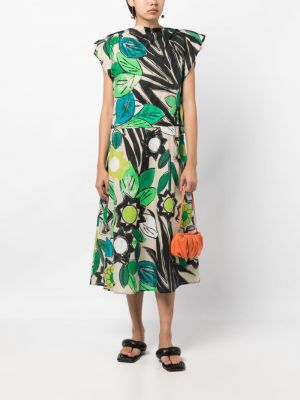 Květinové bavlněné midi šaty s potiskem Sofie D'hoore zelené
