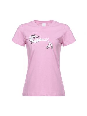 Koszulka z nadrukiem Pinko fioletowa