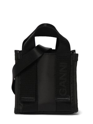 Τσάντα shopper Ganni μαύρο