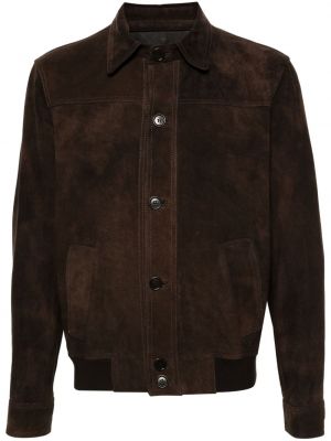 Bomber jakna s gumbima od brušene kože Salvatore Santoro smeđa