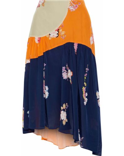 Асимметричная юбка с принтом из крепа Preen Line, оранжевый