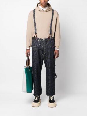 Proste spodnie z nadrukiem w abstrakcyjne wzory Junya Watanabe Man niebieskie