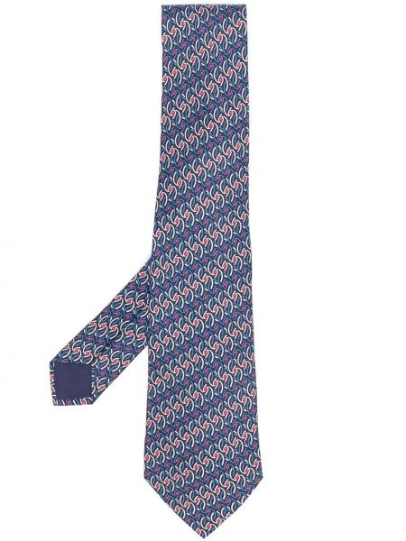 Шелковый галстук с рисунком Hermès, синий