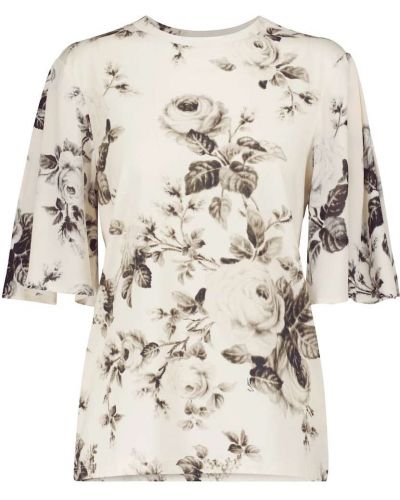 Bombažna majica s cvetličnim vzorcem Erdem bela
