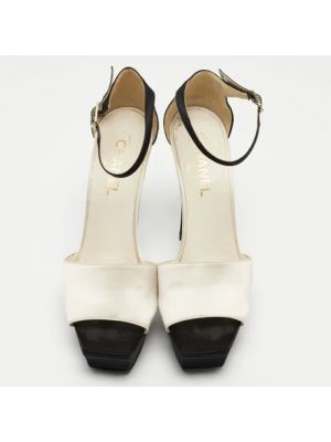 Sandalias de raso Chanel Vintage blanco