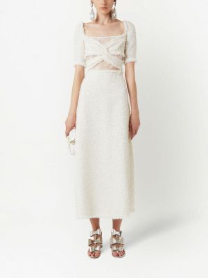 Sukienka wieczorowa z cekinami tweedowa Giambattista Valli biała
