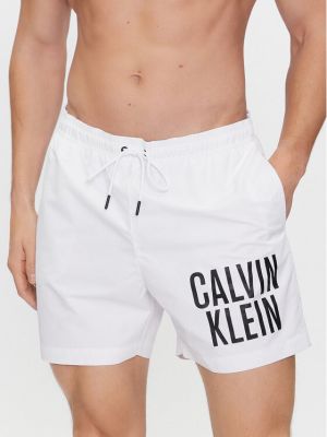 Priliehavé šortky Calvin Klein Swimwear biela