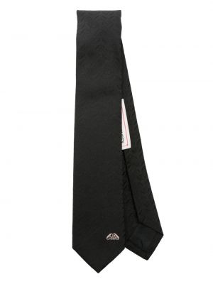 Žakárová hodvábna kravata Alexander Mcqueen čierna