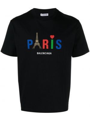 Kokvilnas t-krekls Balenciaga Pre-owned melns