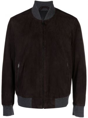 Bomber jakna od brušene kože s patentnim zatvaračem Brioni smeđa