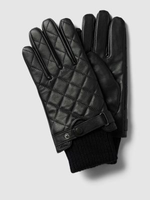 Pikowane rękawiczki Barbour czarne